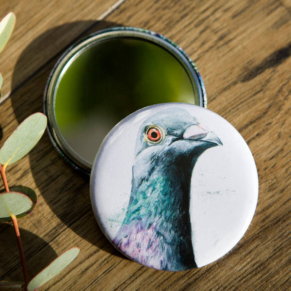 Kate Moby - Inky Pigeon Pocket Compact Mirror