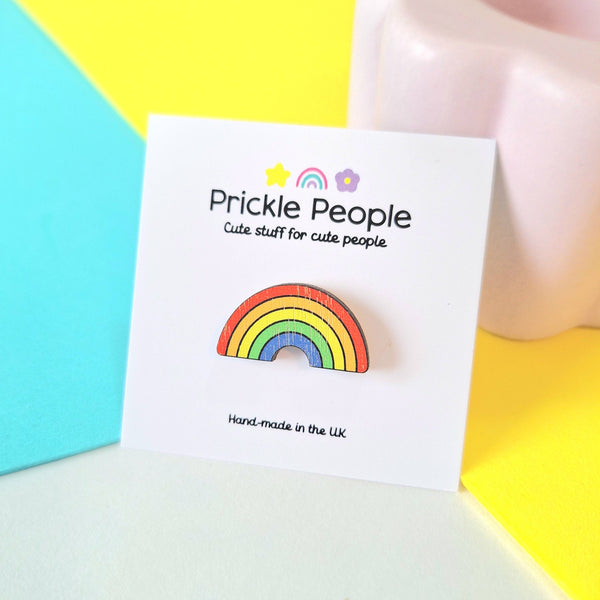 Prickle People - Bright Rainbow Pin Brooch