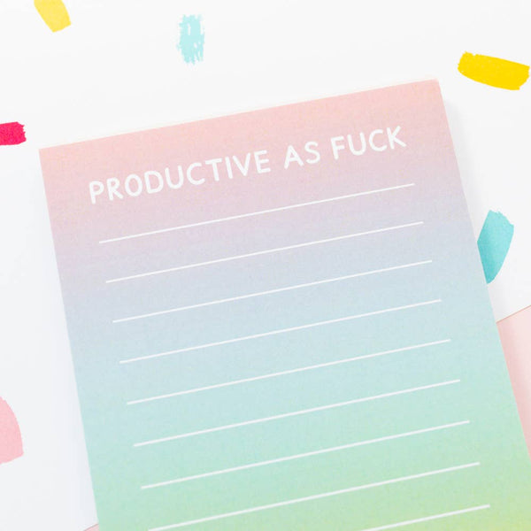 Jeff and the Squirrel - Productive As Fuck Rainbow A6 Notepad | Recycled Stationery