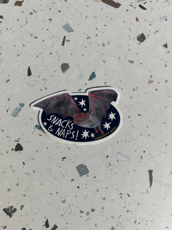 Fernandes Makes - Snacks & Naps Bat Vinyl Sticker
