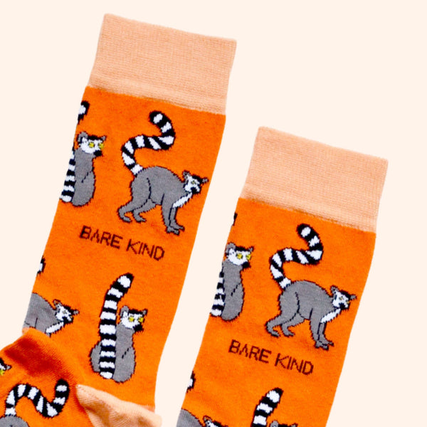 Bare Kind Socks - Lemur Socks | Bamboo Socks | Orange Socks | Funky Socks