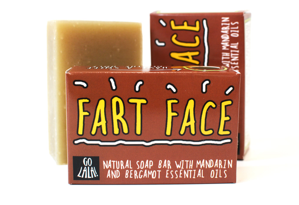 Go La La - Fart Face - Mandarin and Bergamot soap  Funny Gift 