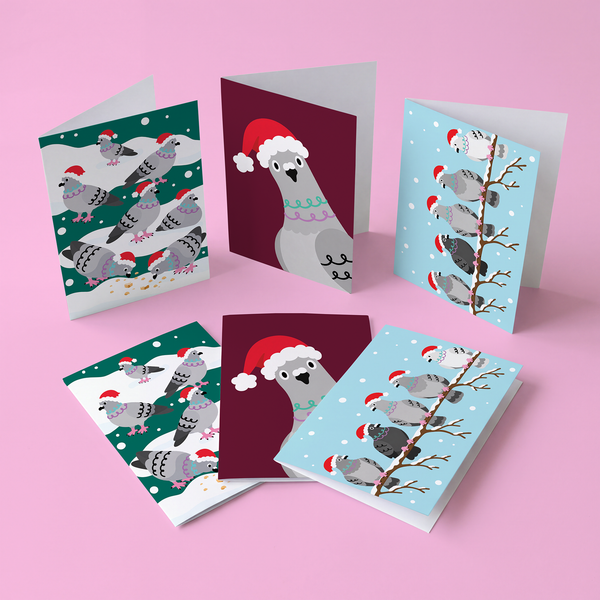 Emm's Little Studio - Festive Pigeons Boxed Christmas Cards