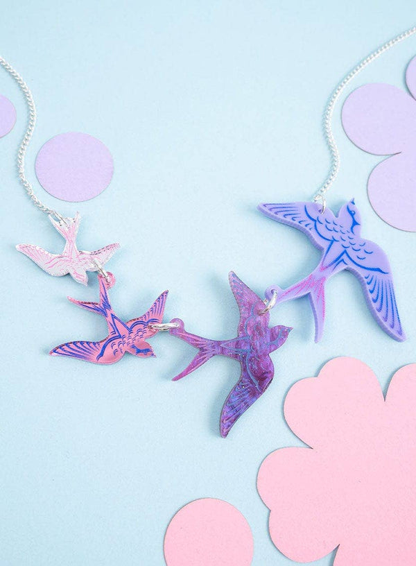 Tatty Devine - Swoop of Swallows Necklace - Purple