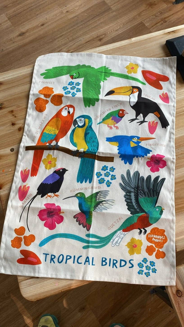 Fernandes Makes - Tropical Birds / 100% cotton tea towel / 78cm by 47cm