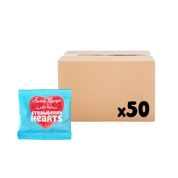 Sweet Lounge - 50x Vegan Fizzy Strawberry Hearts (Plastic-free) 25g