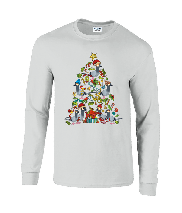Christmas Tree Pigeons Long Sleeve Adults unisex T-shirt