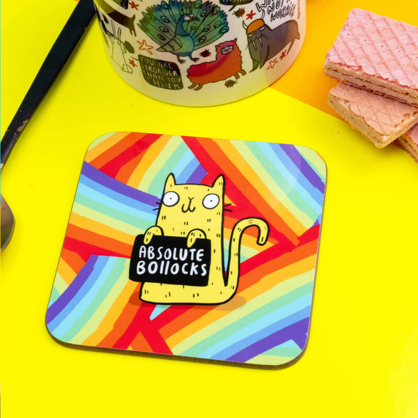 Katie Abey - Sweary Absolute Bollocks Cat Coasters