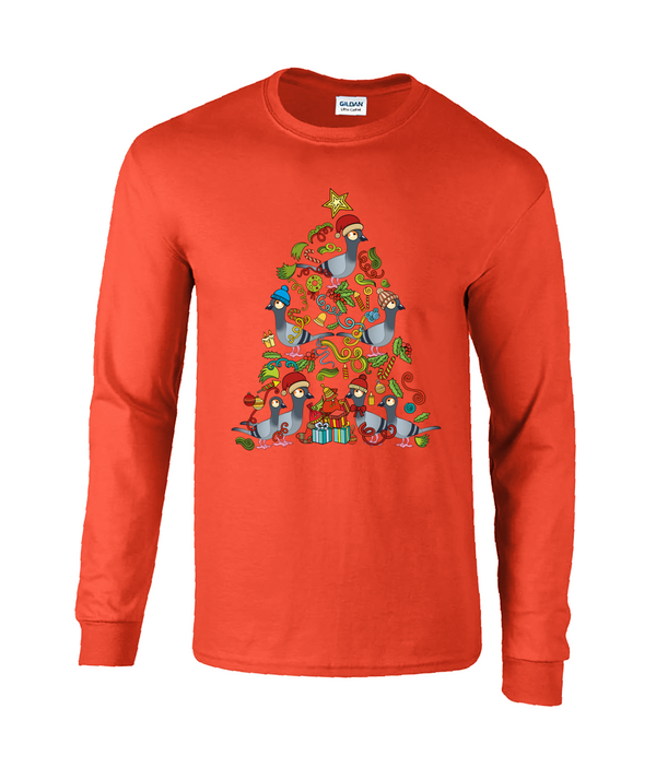 Christmas Tree Pigeons Long Sleeve Adults unisex T-shirt