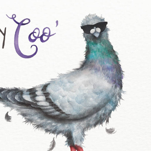 Citrus Bunn - Stay Coo - Funny Pigeon Pun Greetings Card
