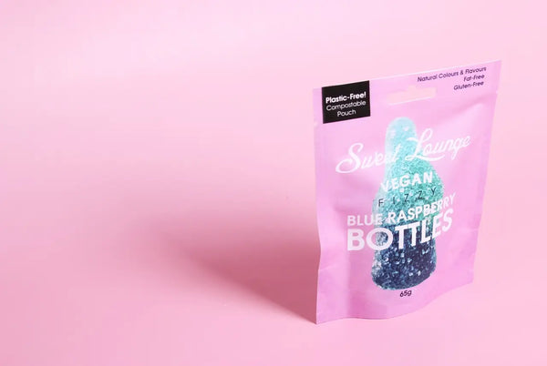 Sweet Lounge - Vegan Fizzy Blue Raspberry Bottles (Plastic-free) 65g