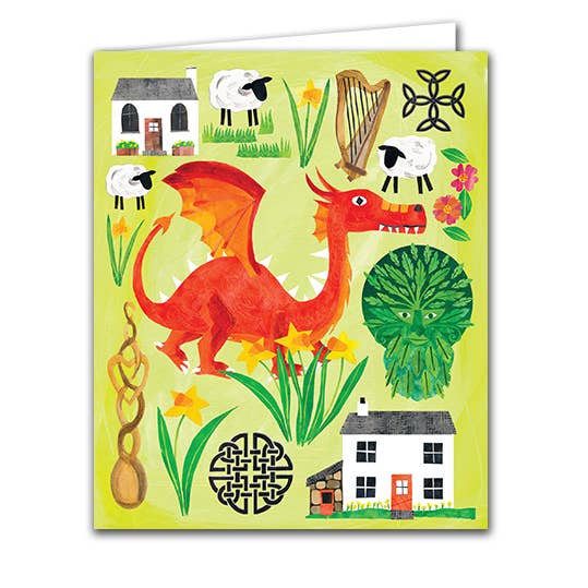 Silver Birch Cards - Blank Greeting Card ''Y Ddraig Goch"