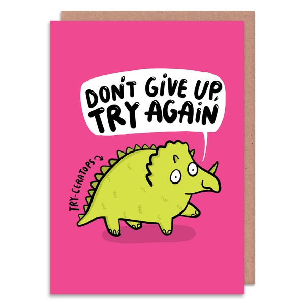 Whale & Bird - Don’t Give Up Dinosaur Card | Pun Card | Encouragement Card