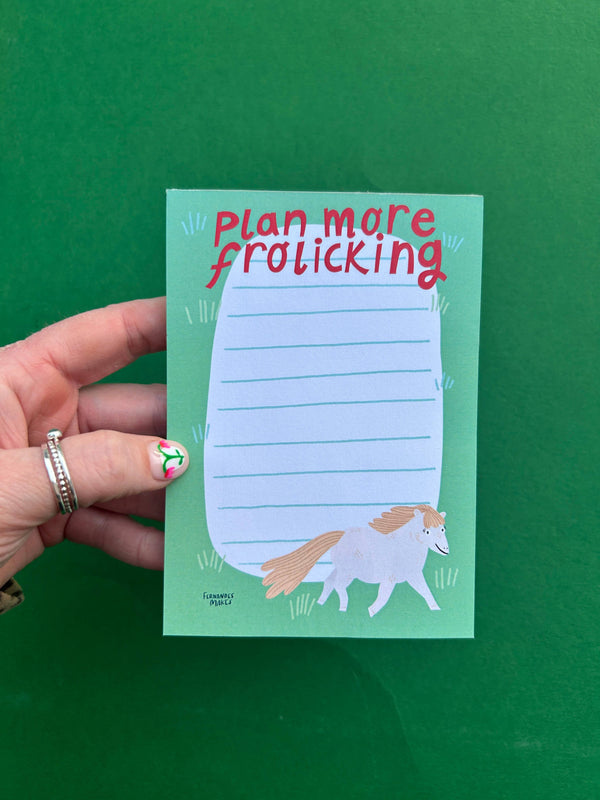 Fernandes Makes - Plan More Frolicking, Horse - A6 Jotter / Notepad / Pad