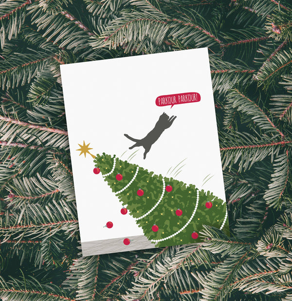 Modern Printed Matter - Parkour Cat Christmas Card