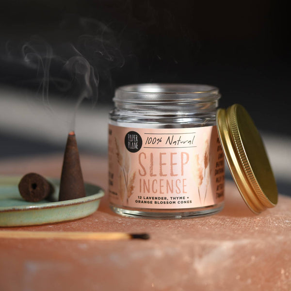 Paper Plane - Sleep Incense Jar of Incense Cones - plant based, vegan