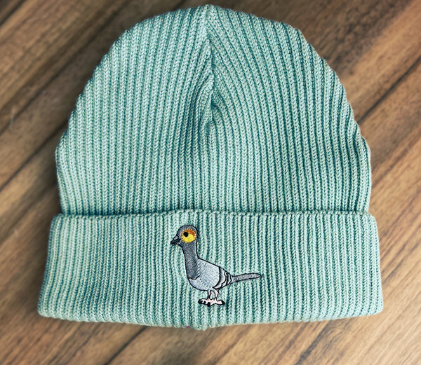 Adults Chunky Beanie | Embroidered rock pigeon