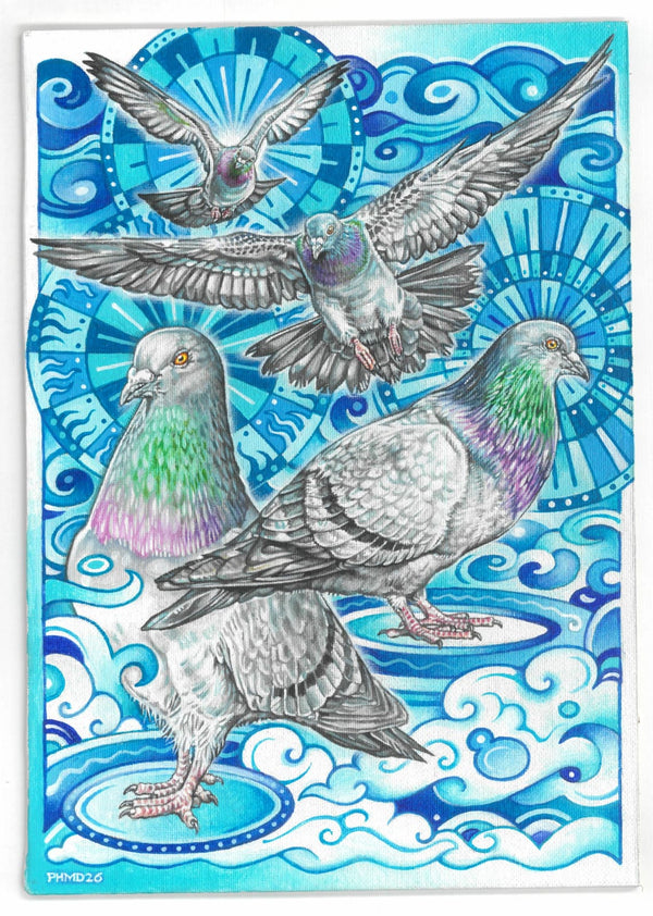 Win an original Piece of Beautiful Pigeon Artwork