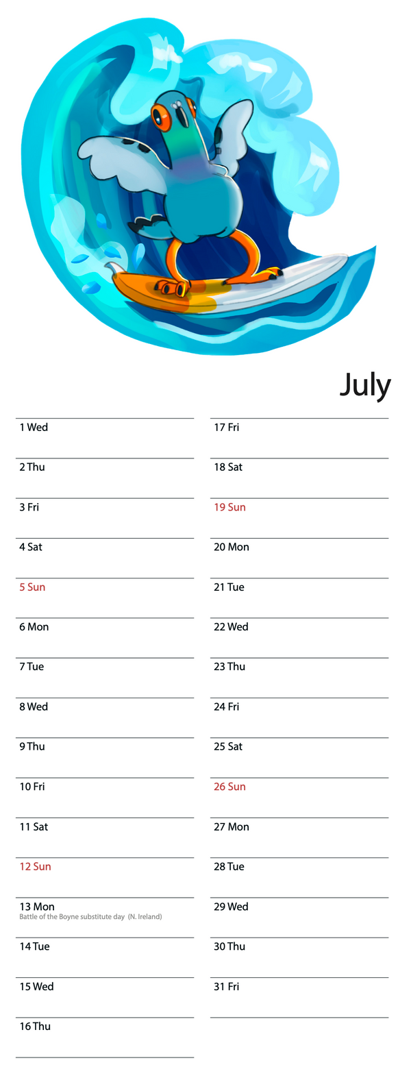 Dave the Pigeon 2026 Calendar