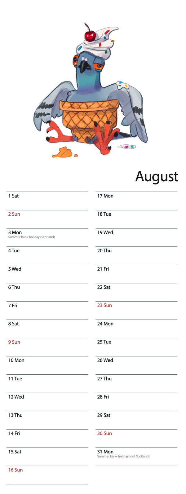 Dave the Pigeon 2026 Calendar