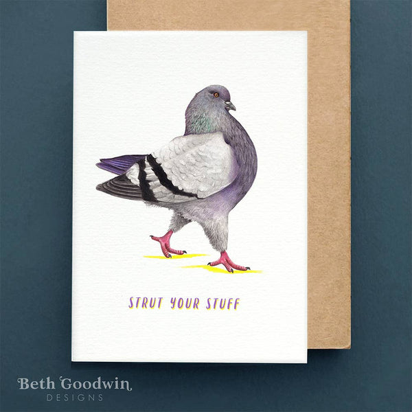 Beth Goodwin Designs - Pigeon Birthday Card  | Funny Cute Greetings Card