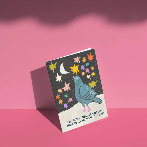 Fernandes Makes - Truly Magical Pigeon + Stars greetings card