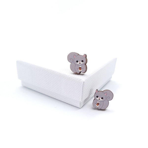 Prickle People - Squirrel Stud Earrings - Wooden  - Eco Friendly