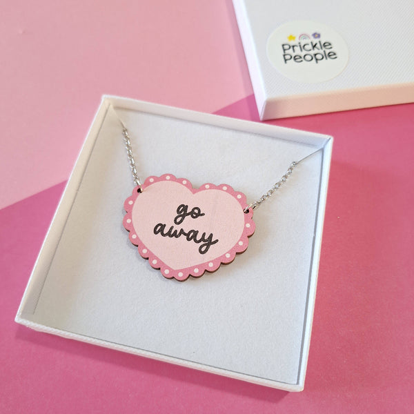 Prickle People - Anti Valentines Necklace, Wooden Jewellery, eco gift