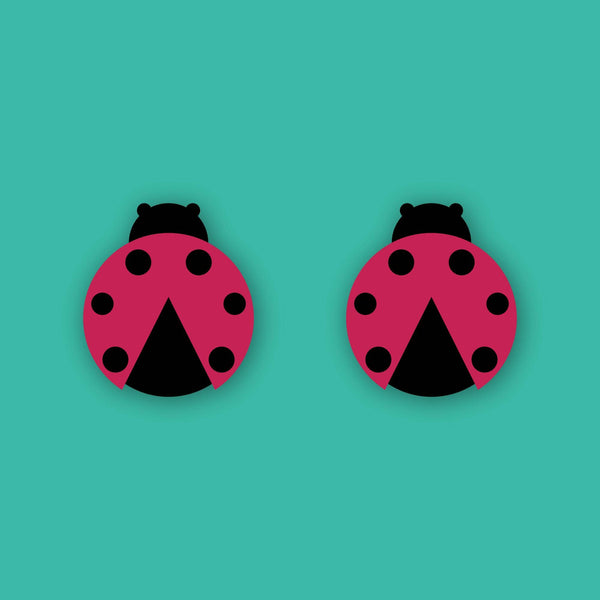 Hey There Munchquin - Ladybird - Eco friendly wooden stud earrings