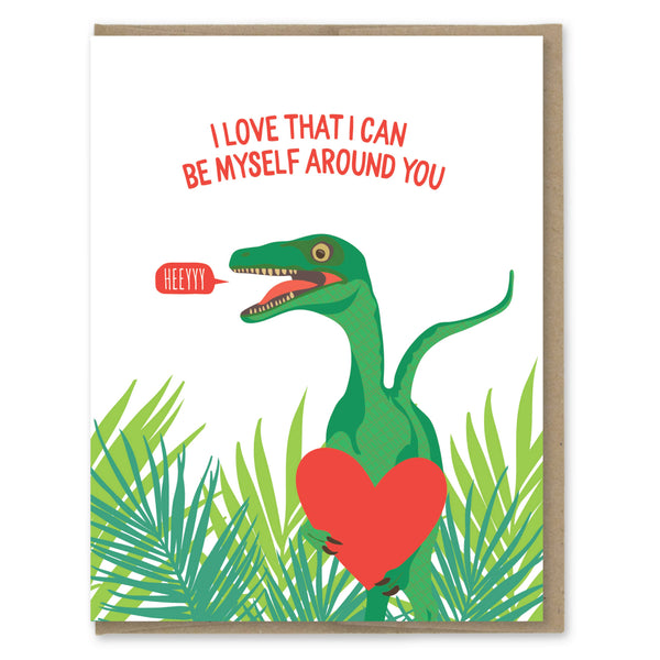 Modern Printed Matter - Be Myself Dino Valentine's Day Card