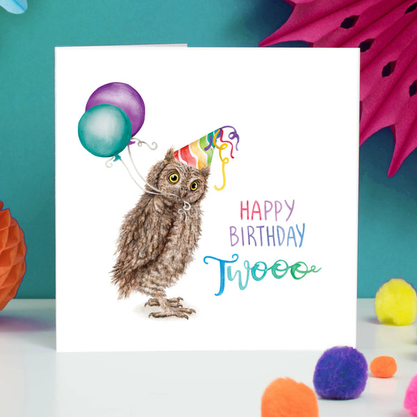 Citrus Bunn - Birthday Twooo - Funny Owl Pun Greetings Card