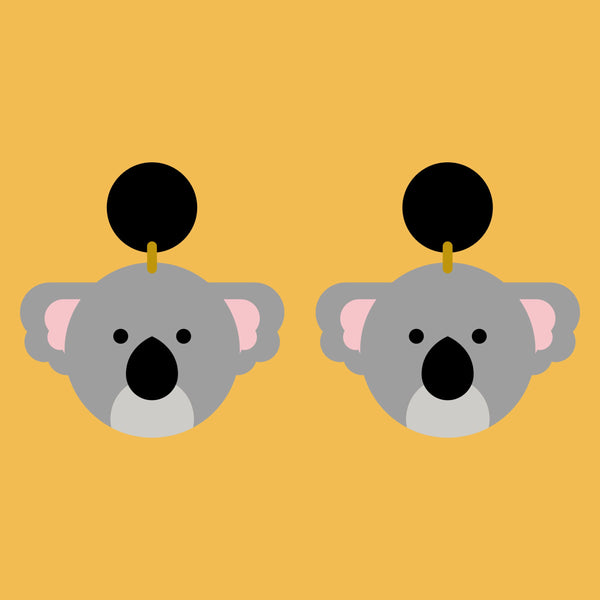 Hey There Munchquin - Large Koala lightweight laser cut statement earrings