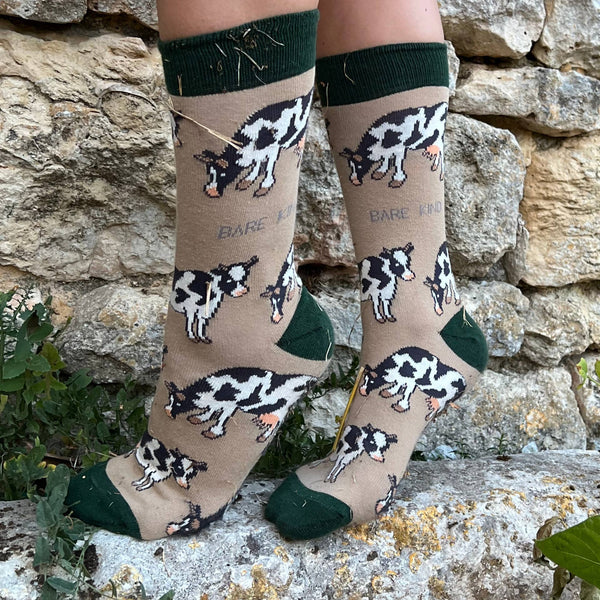 Bare Kind Socks - Cow Socks | Bamboo Socks | Beige Socks | Farm Socks