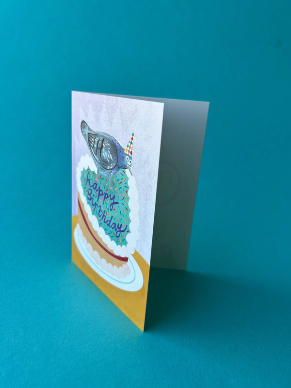 Fernandes Makes - Pigeon Birthday Cake Greeting Card