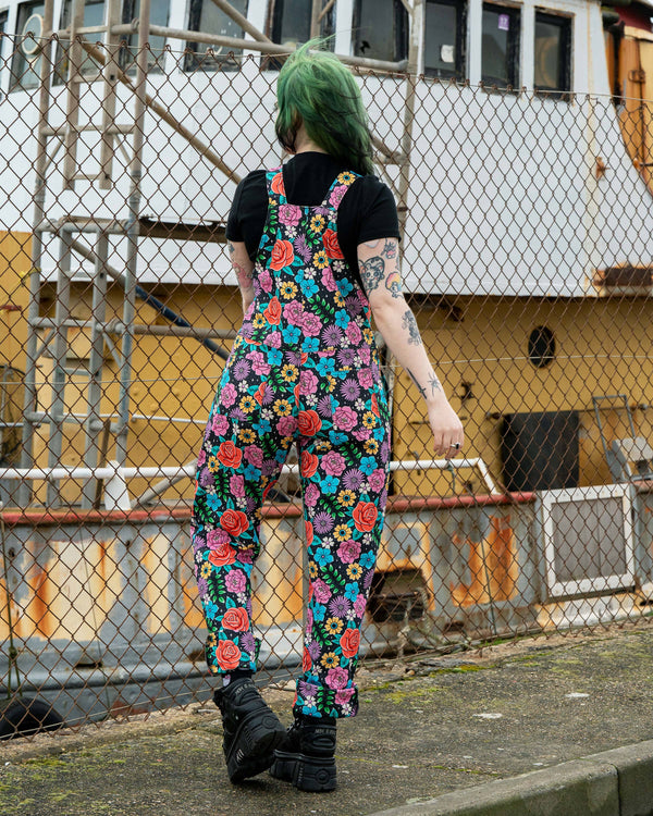 Rebel Romance - Rebel Romance Tattoo Floral Stretch Dungarees 