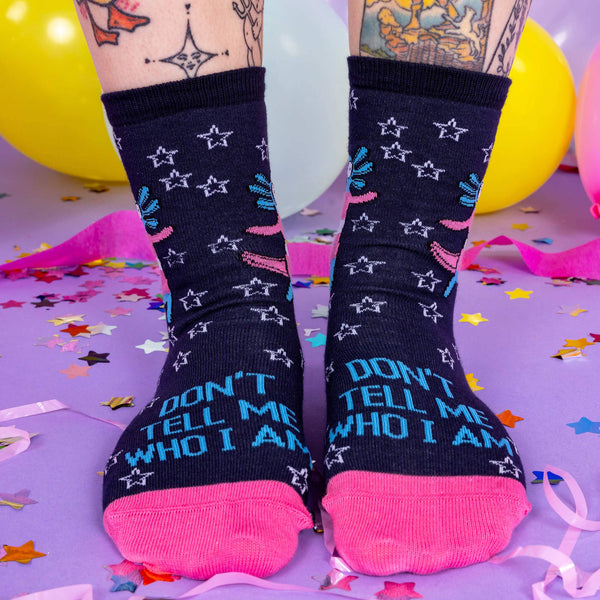 Katie Abey - Don't Tell Me Who I am Axolotl Trans Pride Socks
