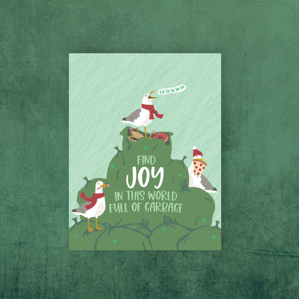 Modern Printed Matter - Find Joy in Garbage Seagulls Holiday Card - Box of 8