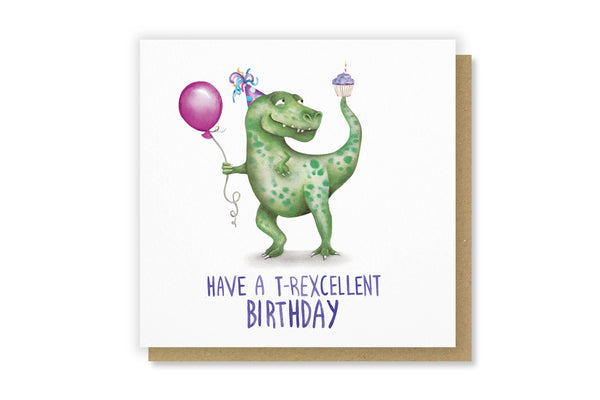 Citrus Bunn - Birthday T Rex - Funny Dinosuar Pun Greetings Card