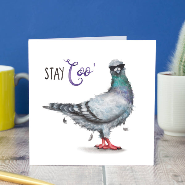 Citrus Bunn - Stay Coo - Funny Pigeon Pun Greetings Card