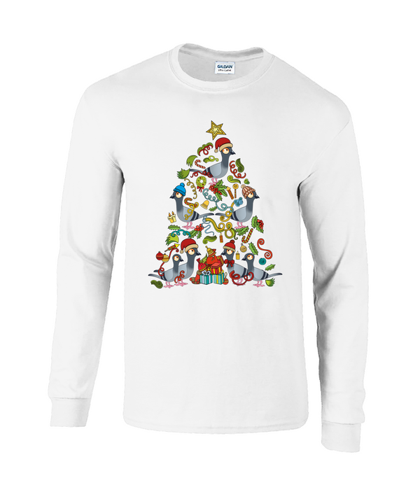 Christmas Tree Pigeons Long Sleeve Adults unisex T-shirt