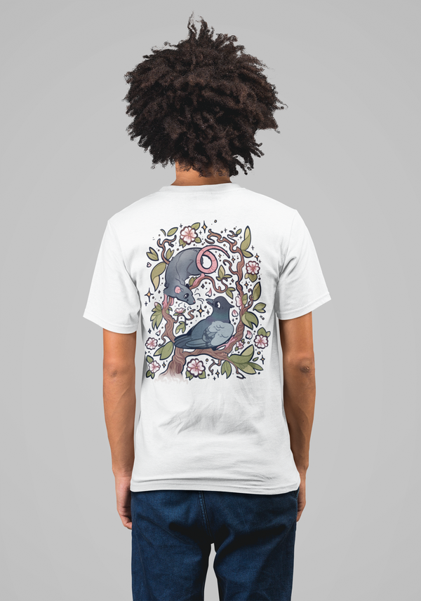 Compassion and Kindness, Rat and Pigeon , Adults Premium T-shirt (light Colours) Colour print on reverse
