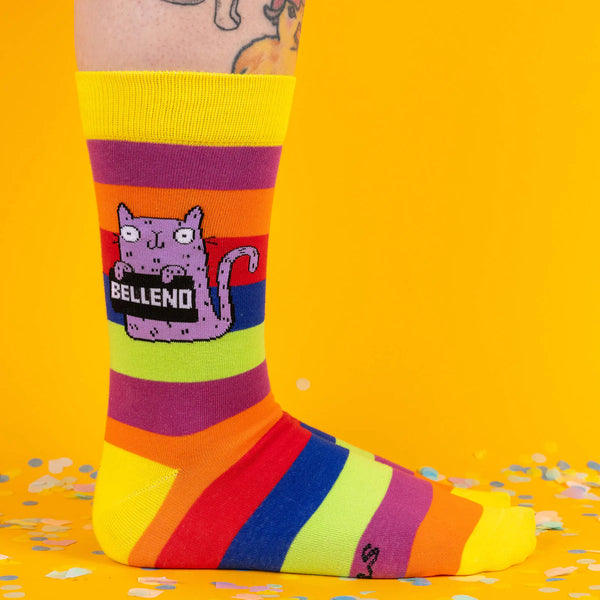 Sweary B@ll@nd Rainbow Socks - Katie Abey - Size 4-8  &  9 - 12 UK