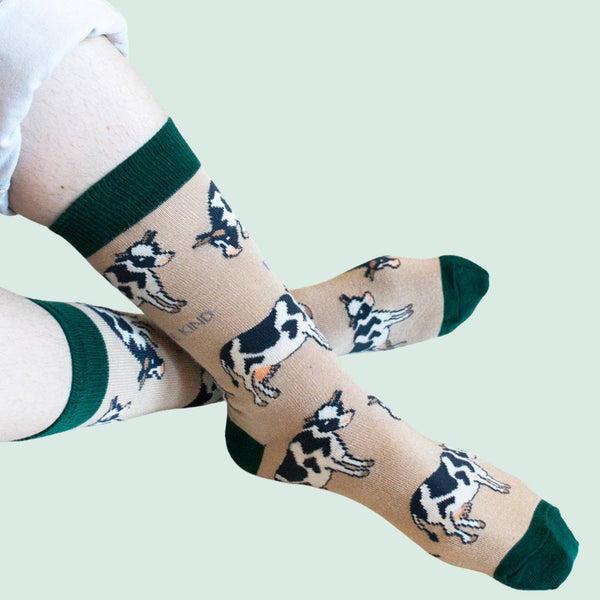 Bare Kind Socks - Cow Socks | Bamboo Socks | Beige Socks | Farm Socks