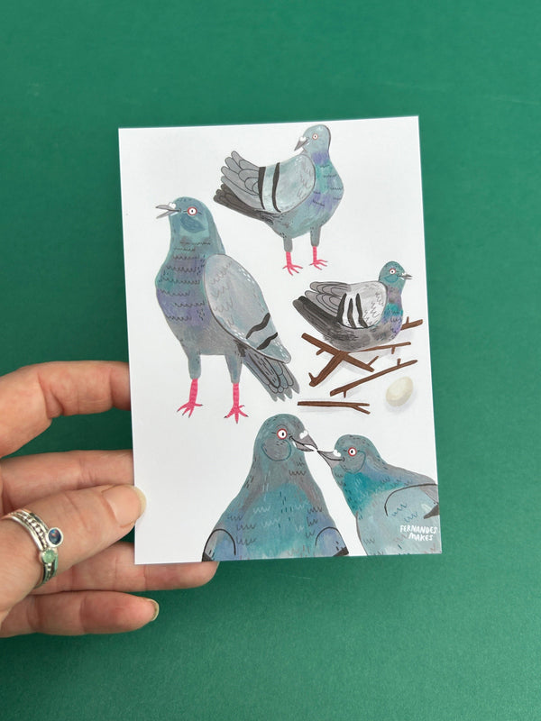 Fernandes Makes - Pigeon Pals Postcard