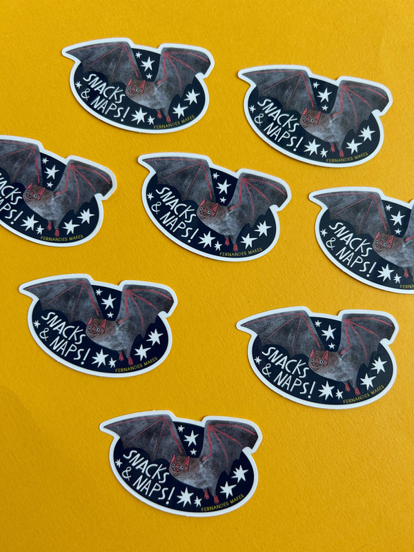 Fernandes Makes - Snacks & Naps Bat Vinyl Sticker