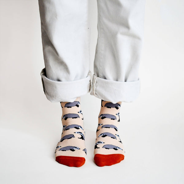 Bare Kind Socks - Badger Socks | Bamboo Socks | Beige Socks | Woodland Socks: UK Adult 4-7 / Single Pair