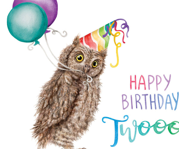 Citrus Bunn - Birthday Twooo - Funny Owl Pun Greetings Card