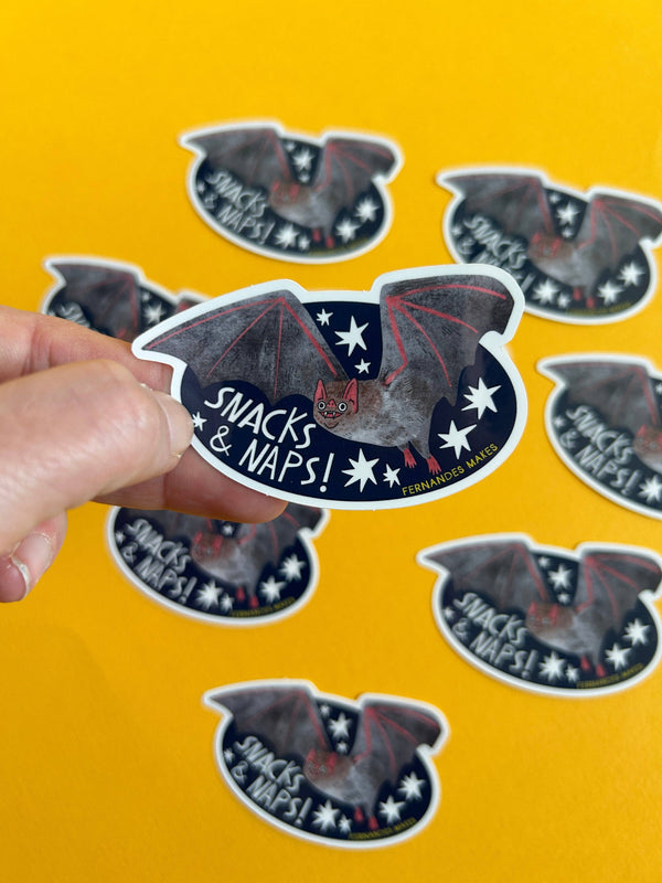 Fernandes Makes - Snacks & Naps Bat Vinyl Sticker