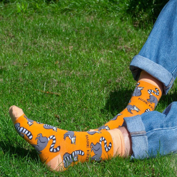 Bare Kind Socks - Lemur Socks | Bamboo Socks | Orange Socks | Funky Socks
