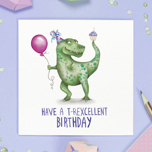 Citrus Bunn - Birthday T Rex - Funny Dinosuar Pun Greetings Card